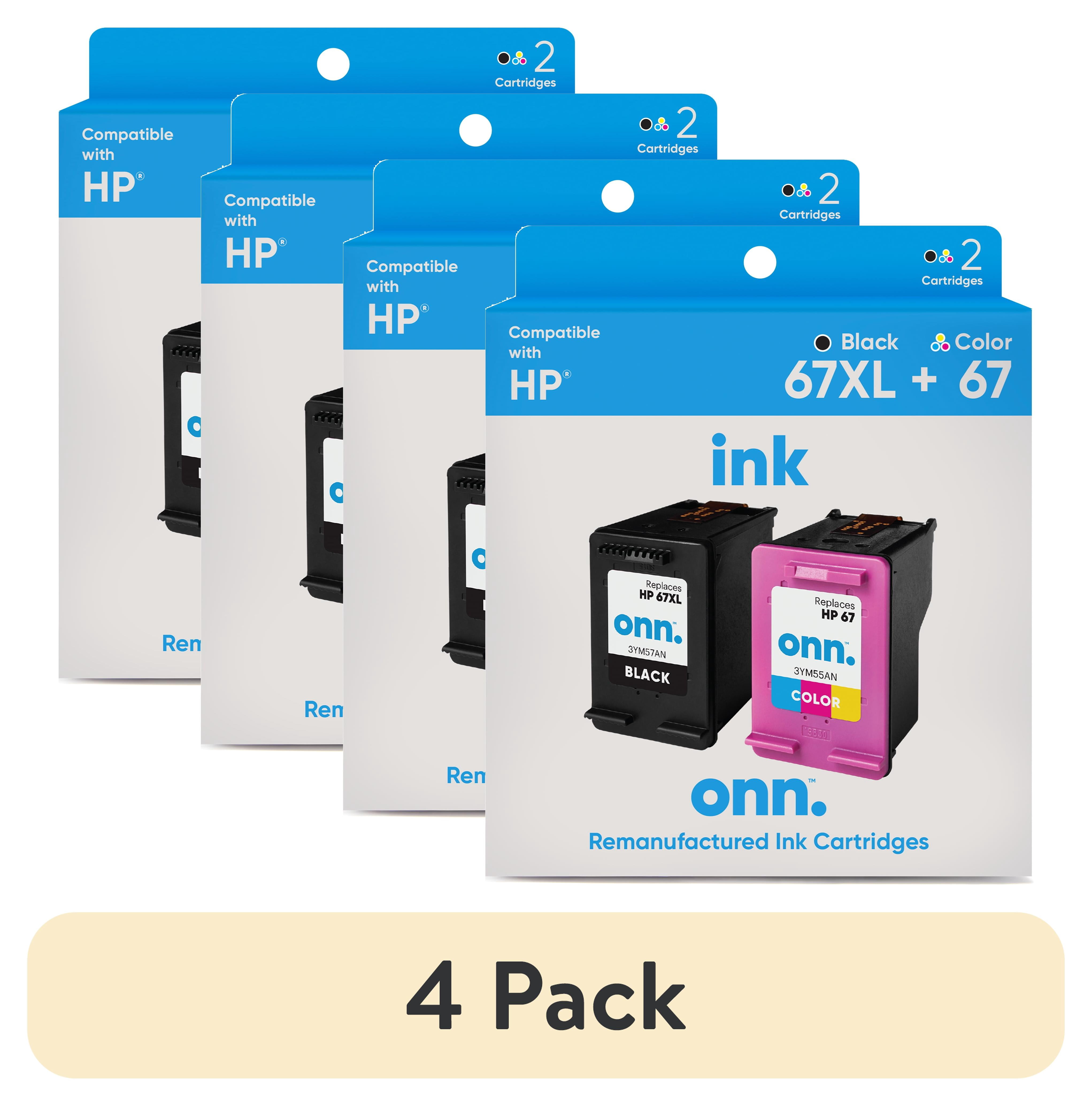 (4 pack) onn HP67XL Black 67 Tricolor 2-pack Printer Ink - Walmart.com