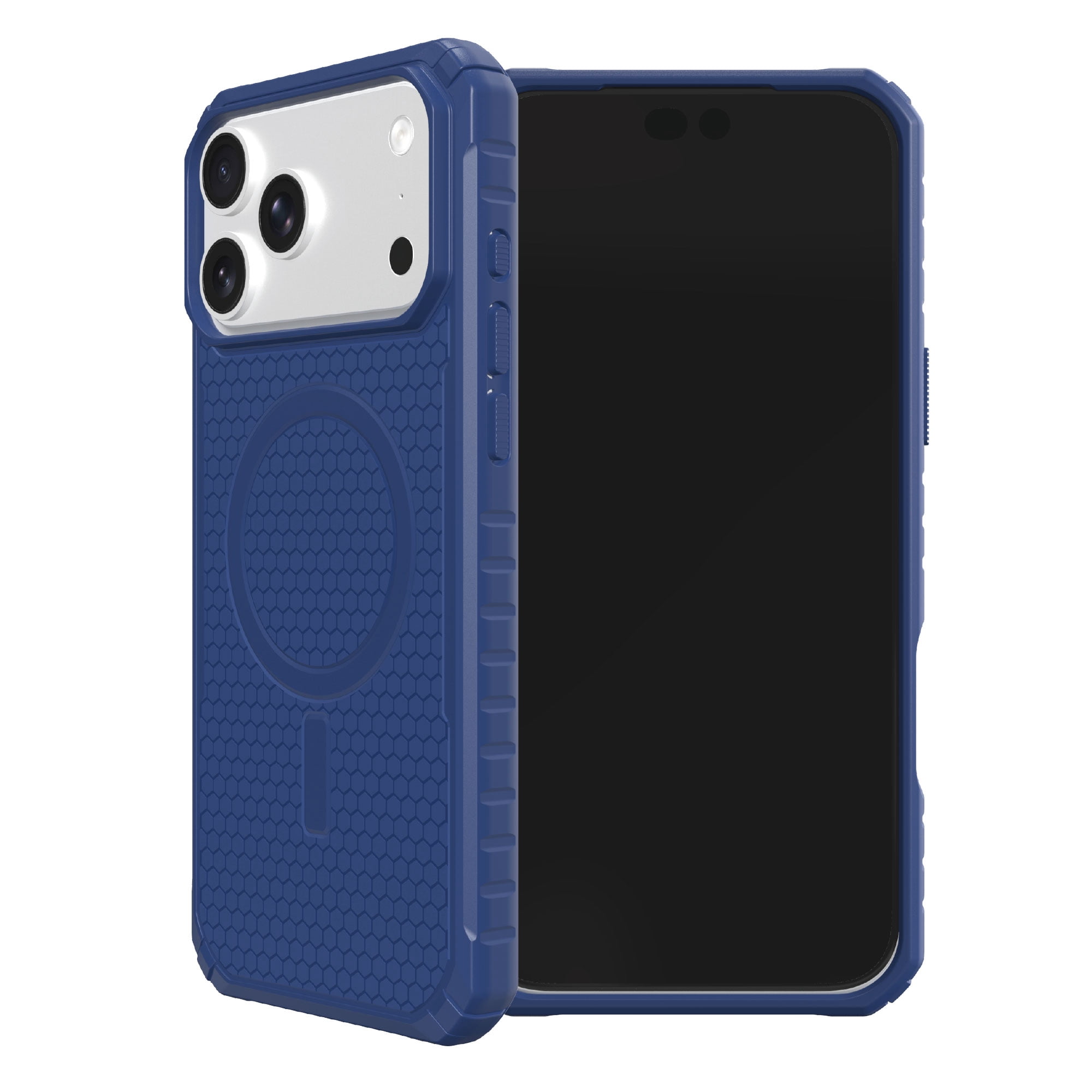 onn Honeycomb Dual-Layer Phone Case for iPhone 18 Pro Max / 17 Pro Max, MagSafe Compatible - Blue