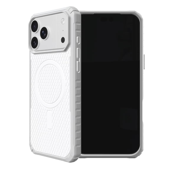 onn Honeycomb Dual-Layer Phone Case for iPhone 18 Pro / 17 Pro, MagSafe Compatible - White