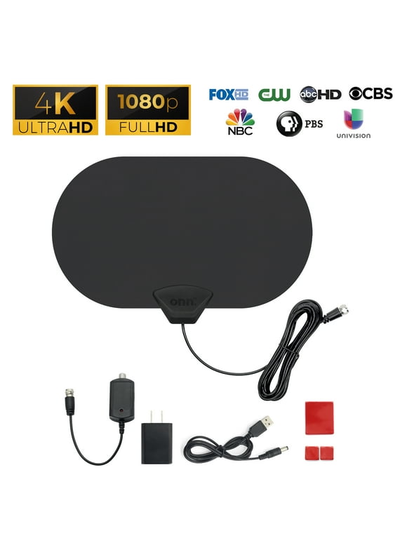 onn. Indoor Dual-Color Amplified Antenna, 50 Mile Range