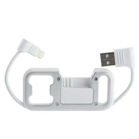 onn. Keychain Sync & Charge Cable with Lightning Connector, White