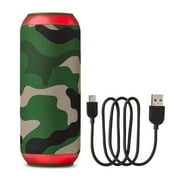 onn Large Rugged Speaker with Bluetooth Wireless Technology and LED Lighting, Camo