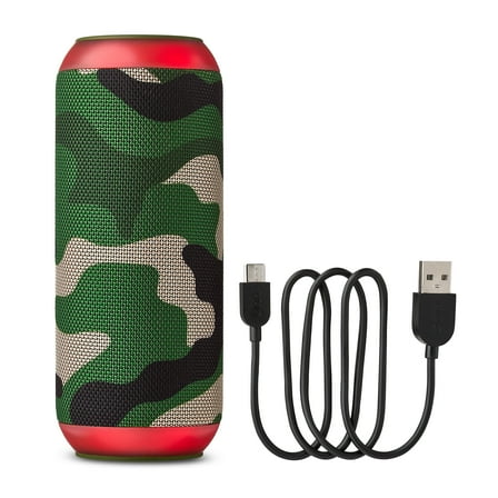 onn Large Rugged Speaker with Bluetooth Wireless Technology and LED Lighting, Camo