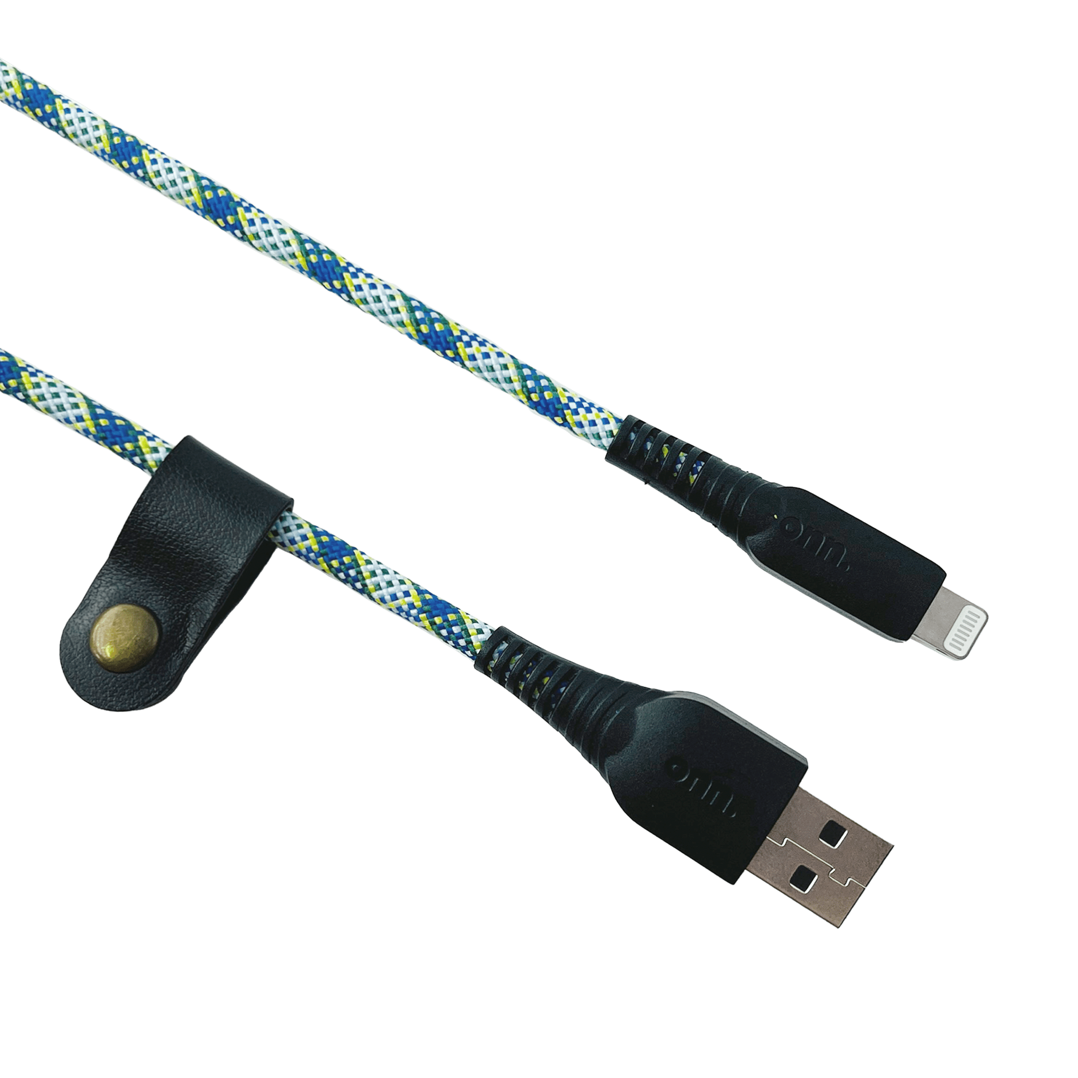 onn. Lightning Cable with Cable Management, Blue, 6'