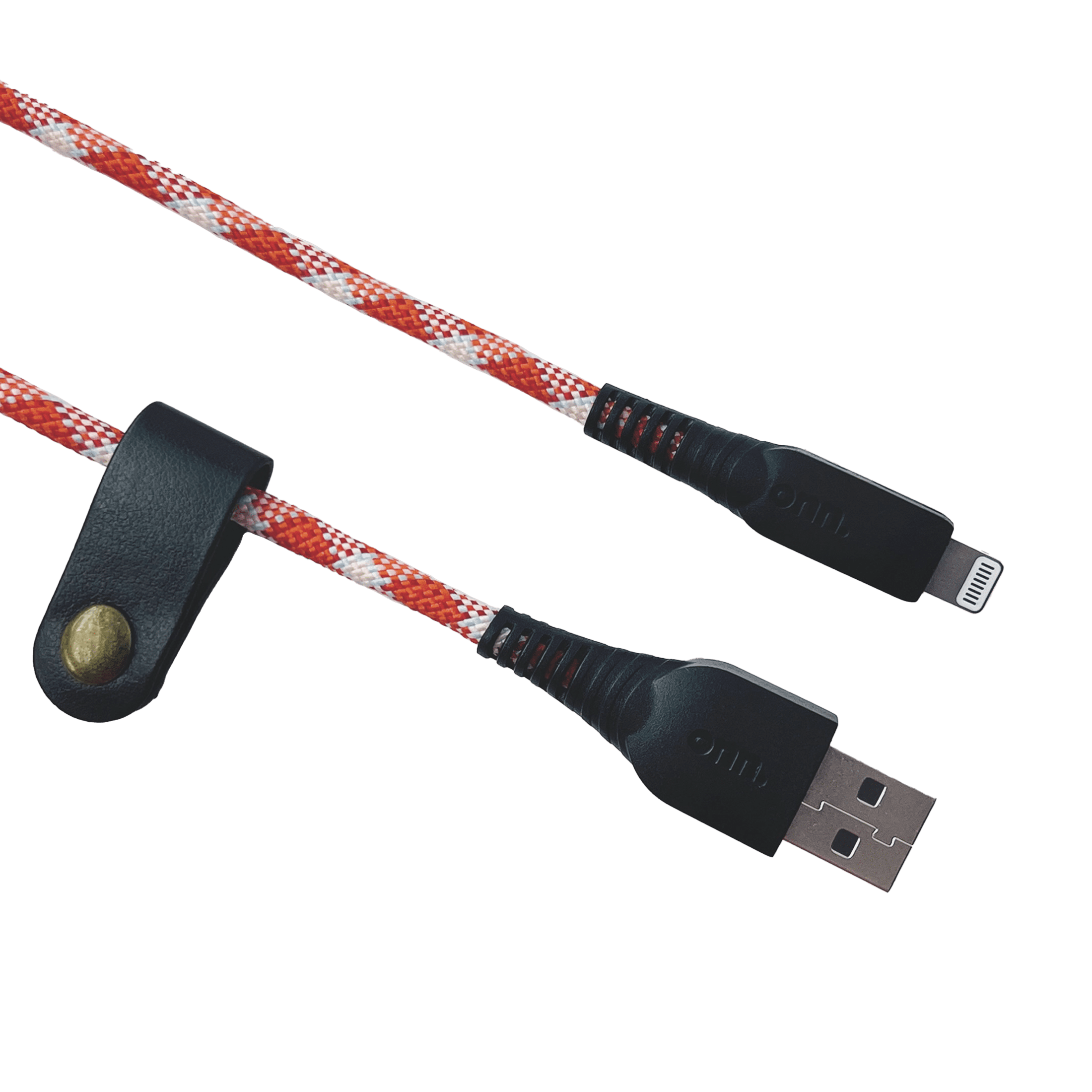 onn. Lightning Cable with Cable Management, Red, 6'