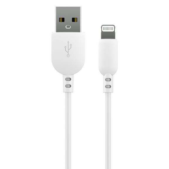 onn 3ft Lightning to USB Charging Cable, MFI Certified, Soft Touch Material, White - Compatible with iPhone 14/13/12/11/X/XR/XS/8/7/6/5, iPad, Airpods and more