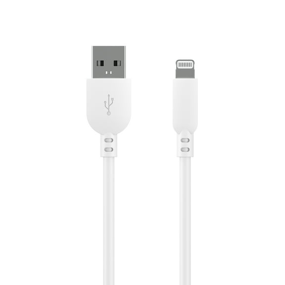 onn 6ft Lightning to USB Charging Cable, Soft Touch Material, MFI Certified, White - Compatible with iPhone 14/13/12/11/X/XR/XS/8/7/6/5, iPad, Airpods and more