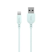 onn. Lightning to USB Data and Charging Cable, Compatible with iPhone, iPad, Aqua, 3 feet, 1pack