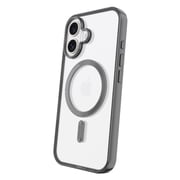 onn MagSafe Compatible Phone Case for iPhone 16 - Metallic Gray/Clear