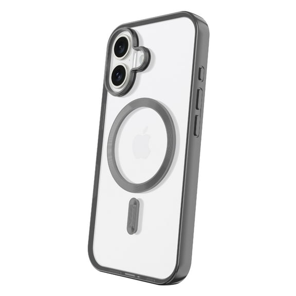 onn MagSafe Compatible Phone Case for iPhone 16 - Metallic Gray/Clear