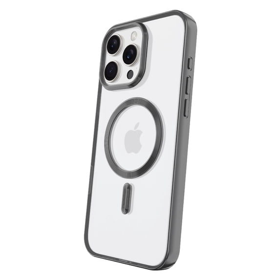 onn MagSafe Compatible Phone Case for iPhone 16 Pro Max - Metallic Gray/Clear