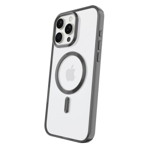 onn MagSafe Compatible Phone Case for iPhone 16 Pro Max - Metallic Gray/Clear