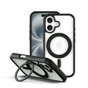 onn. MagSafe Compatible Phone Case with Ring Stand for iPhone 16 Pro Max - Black/Clear