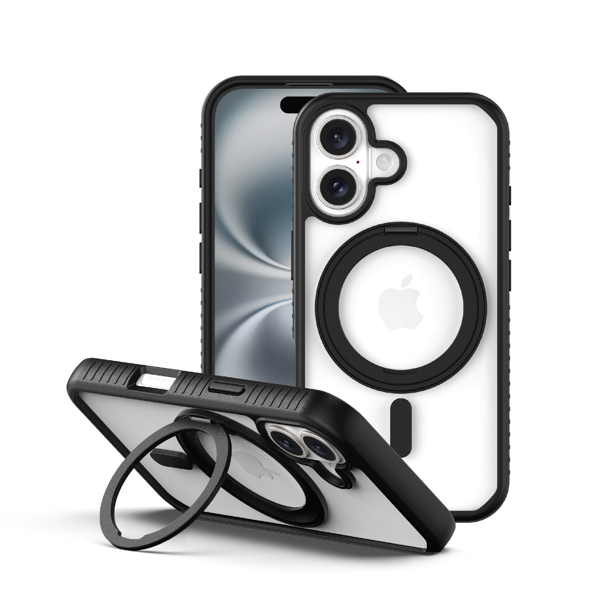 Onn+ MagSafe Compatible Phone Case with Ring Stand for iPhone 16