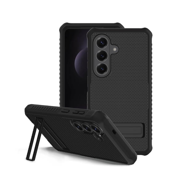 onn Magnetic Compatible Rugged Phone Case with Kickstand for Samsung Galaxy S26 - Black
