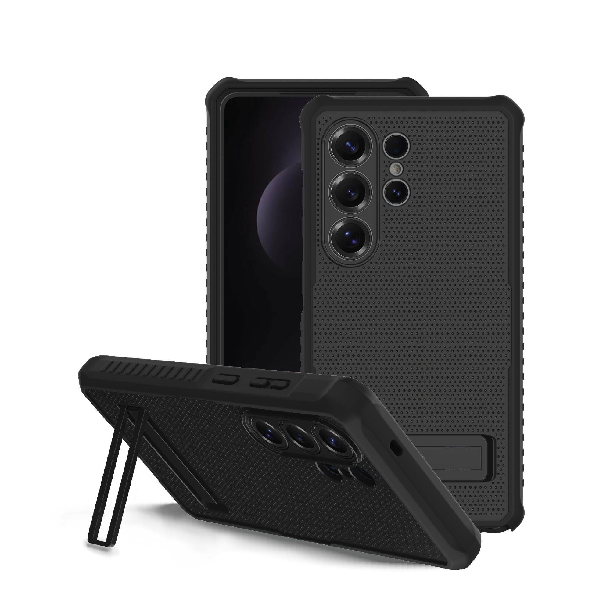 onn Magnetic Compatible Rugged Phone Case with Kickstand for Samsung Galaxy S26 Ultra - Black