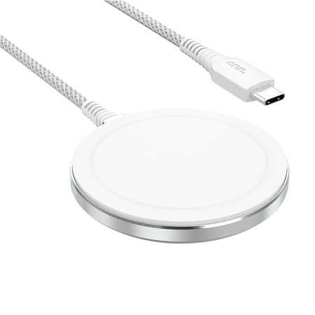onn. 15W Magsafe Wireless Charger, 6ft braided cable, Made for Magsafe Certified, White