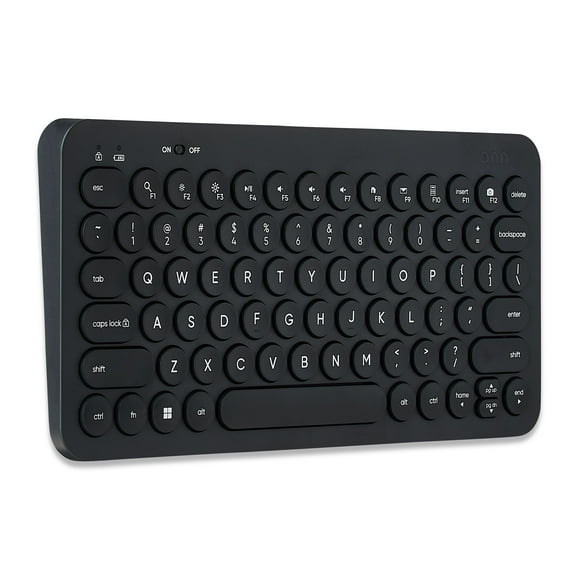 onn Mini Compact Wireless Office Keyboard USB Receiver, 78 Keys, Grey