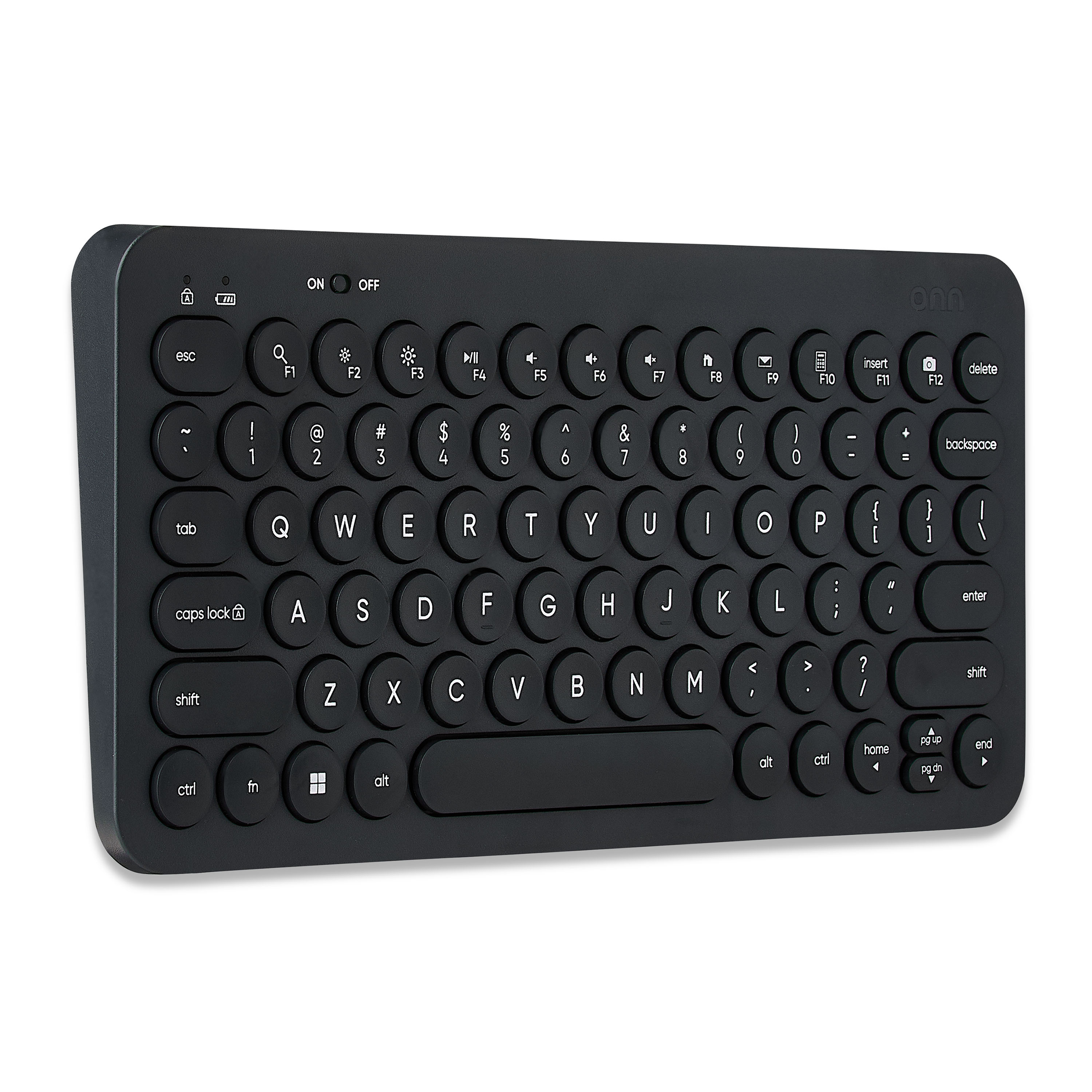 onn Mini Compact Wireless Office Keyboard USB Receiver, 78 Keys, Grey