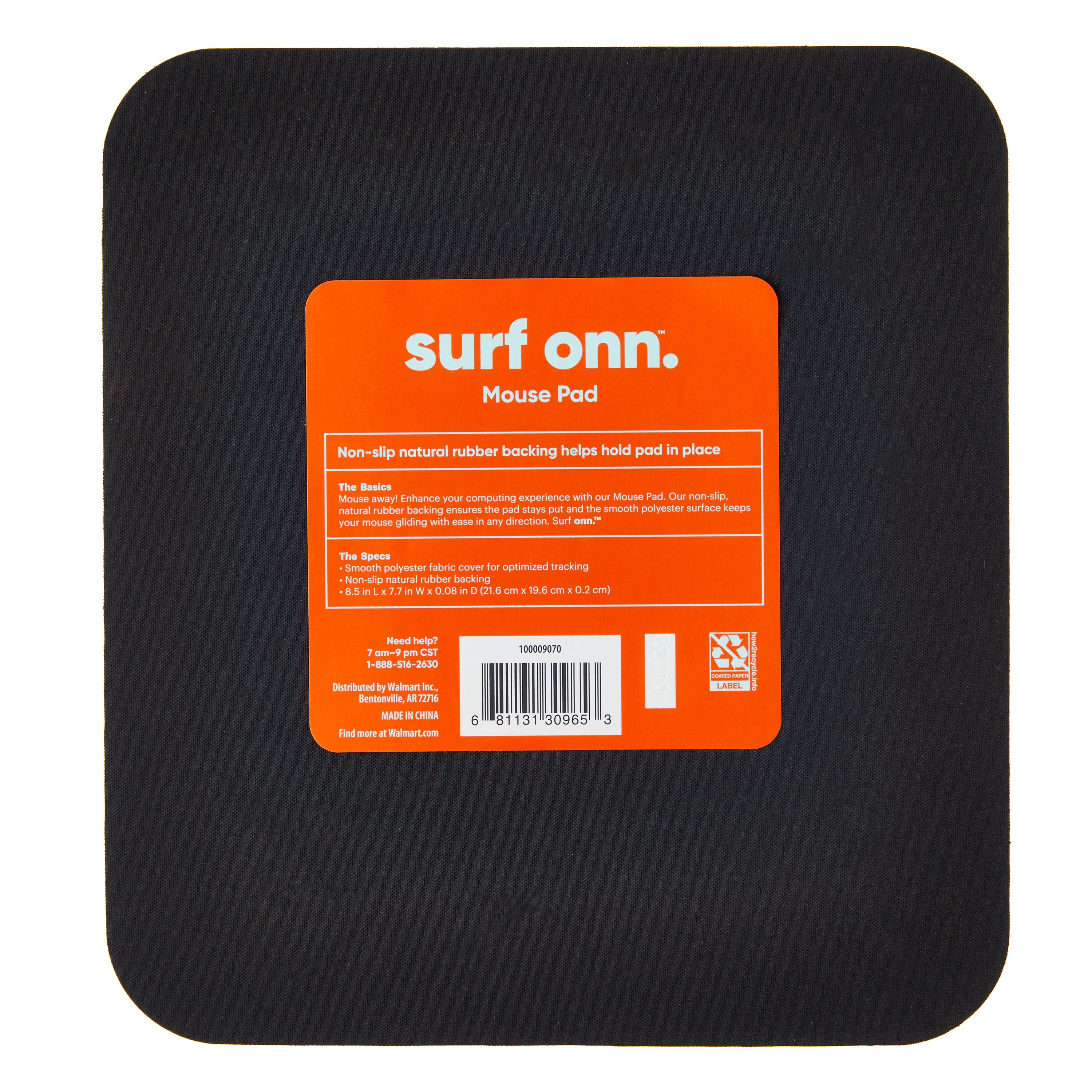 onn. Mouse Pad, Black