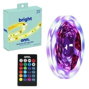 onn. Multicolor LED Light Strip 25ft, Indoor Television Accent Light, Remote Control