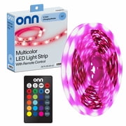 onn Multicolor LED Light Strip with Remote Control, 50'