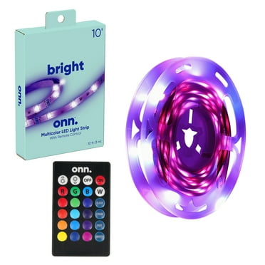 onn. Multicolor LED Light Strip 10ft, Indoor Television Accent Light, Remote Control