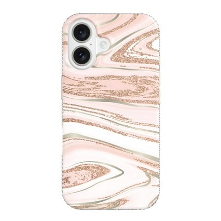 onn. Phone Case for iPhone 16 - Pink Gold Marble