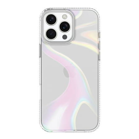 onn Fashion Cell Phone Case for iPhone 16 Pro Max, Clear Iridescent Illusion