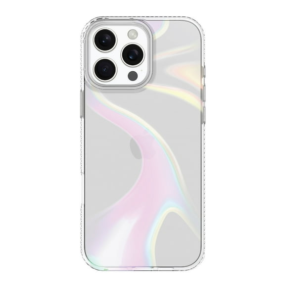 onn Fashion Cell Phone Case for iPhone 16 Pro Max, Clear Iridescent Illusion