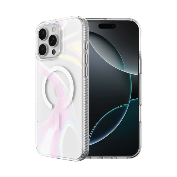 onn Phone Case for iPhone 16 Pro Max, MagSafe Compatible - Clear Iridescent
