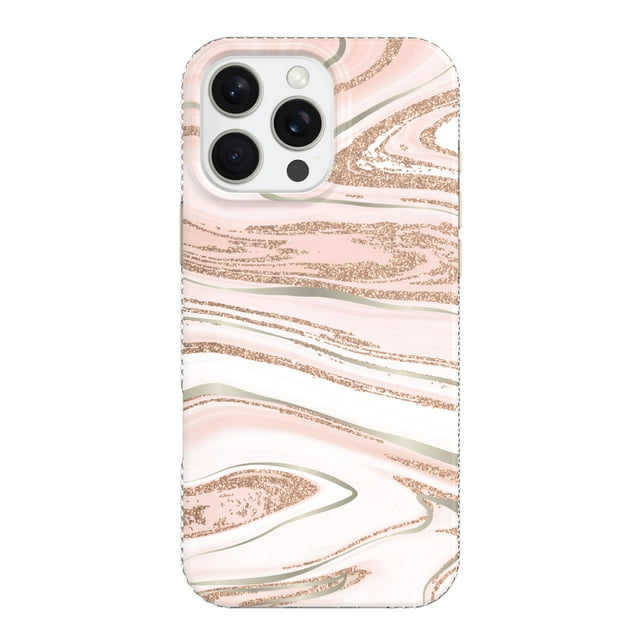 onn. Phone Case for iPhone 16 Pro Max - Pink Gold Marble