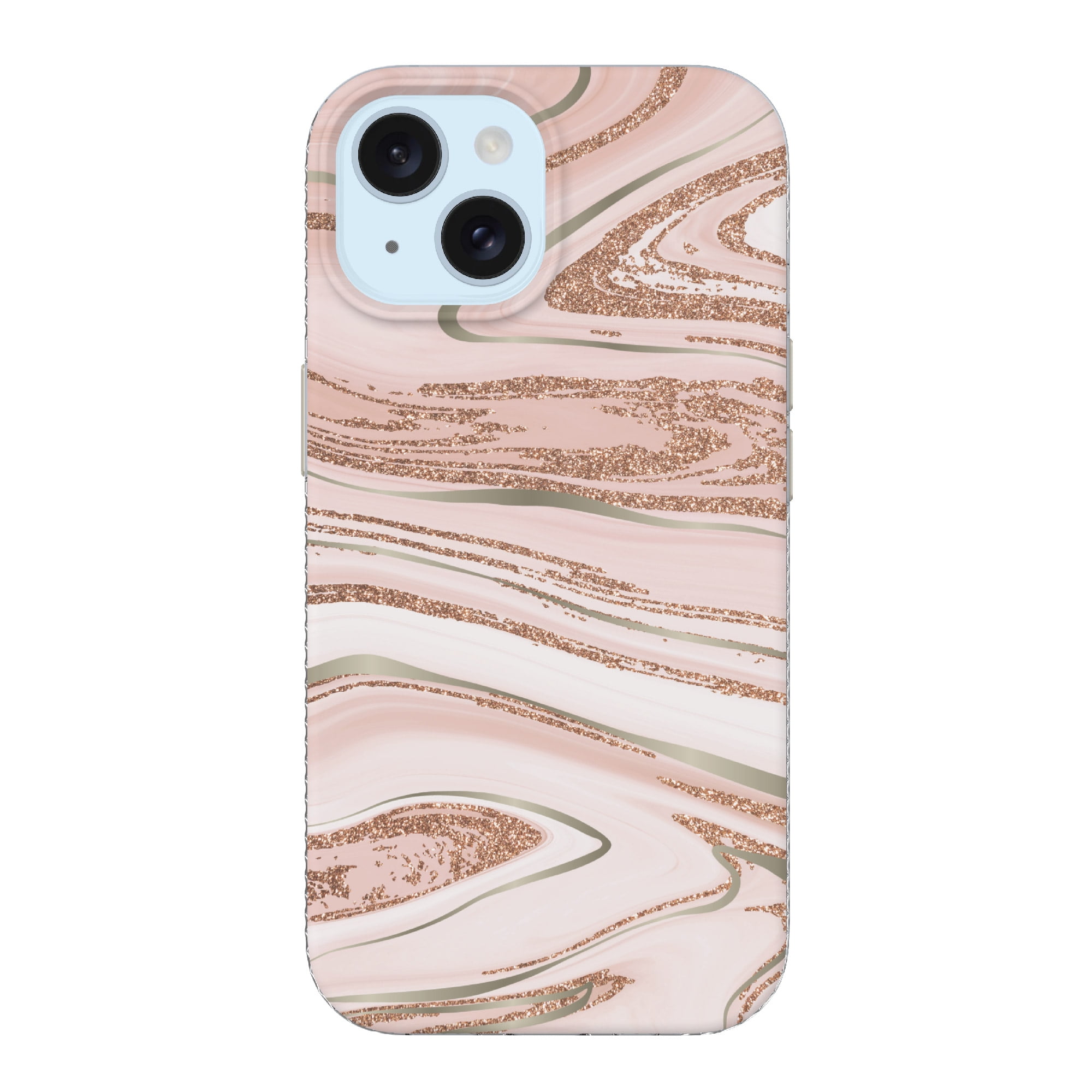onn. Phone Case for iPhone 17e / iPhone 16e / iPhone 15 / iPhone 14 / iPhone 13 - Pink Gold Marble