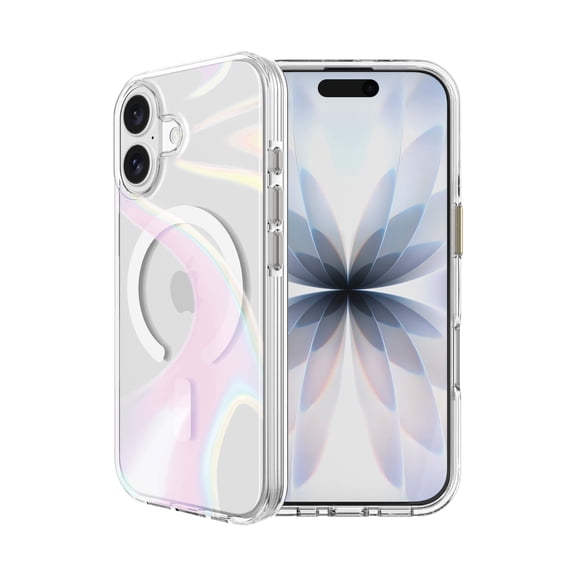 onn Phone Case for iPhone 17, MagSafe Compatible - Clear Iridescent