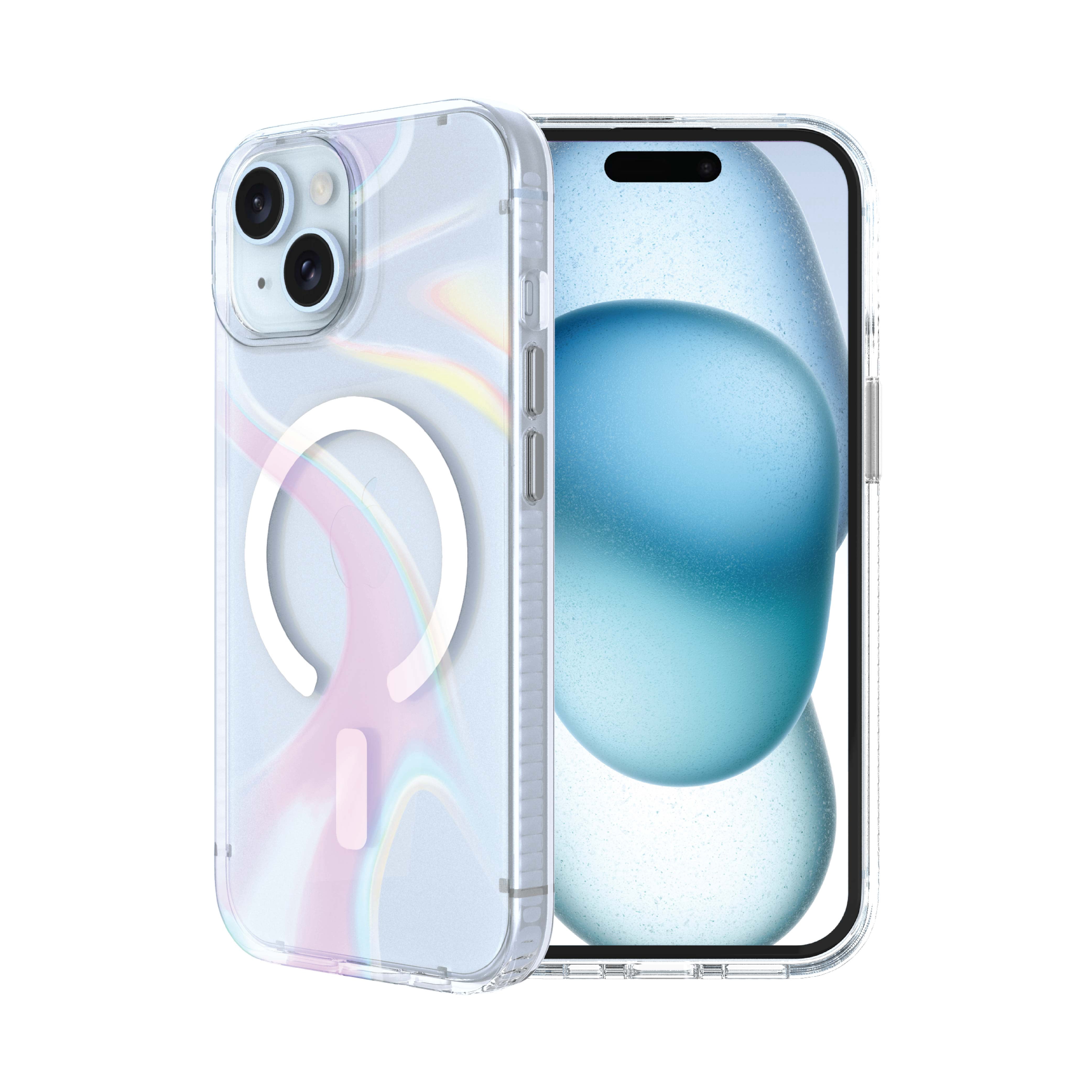 onn Phone Case for iPhone 17e / 16e / 15 / 14 / 13, MagSafe Compatible - Clear Iridescent