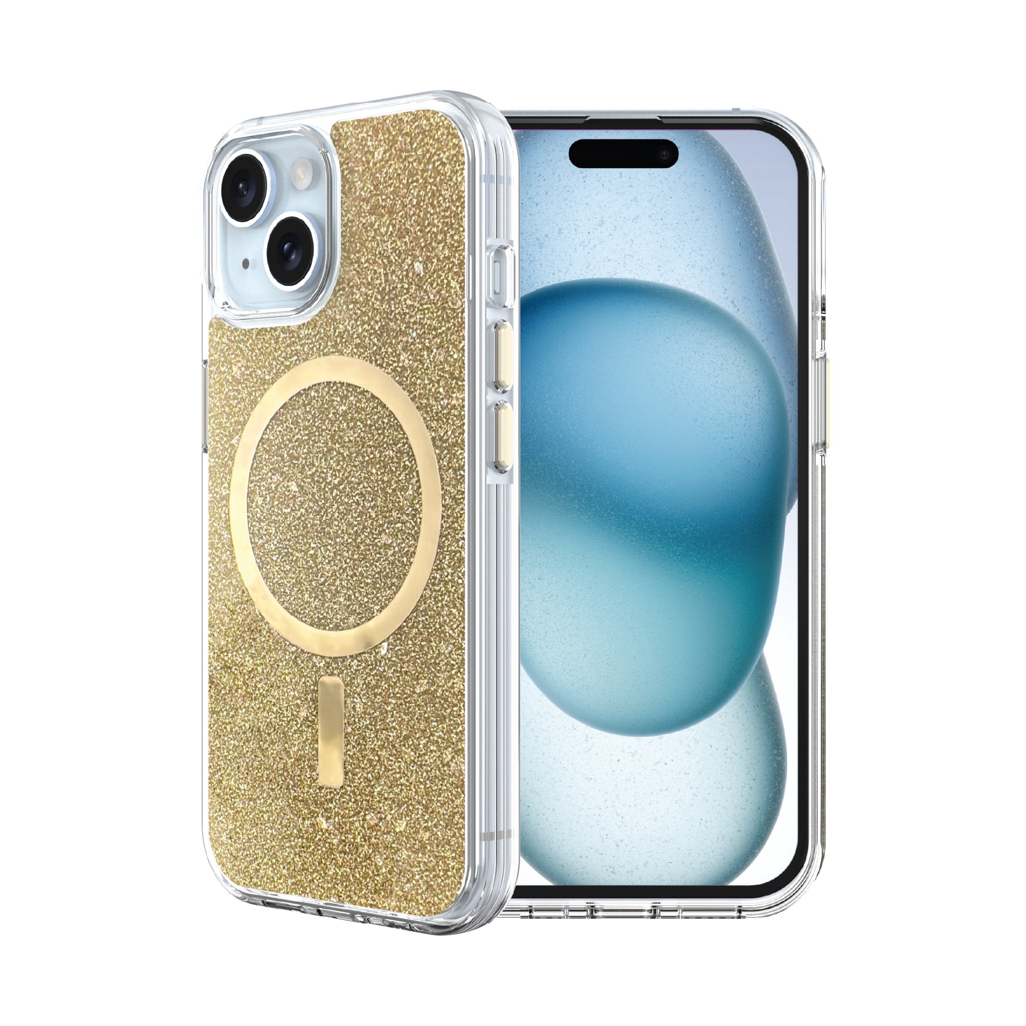 onn Phone Case for iPhone 17e / 16e / 15 / 14 / 13, MagSafe Compatible - Gold Glitter Fleck