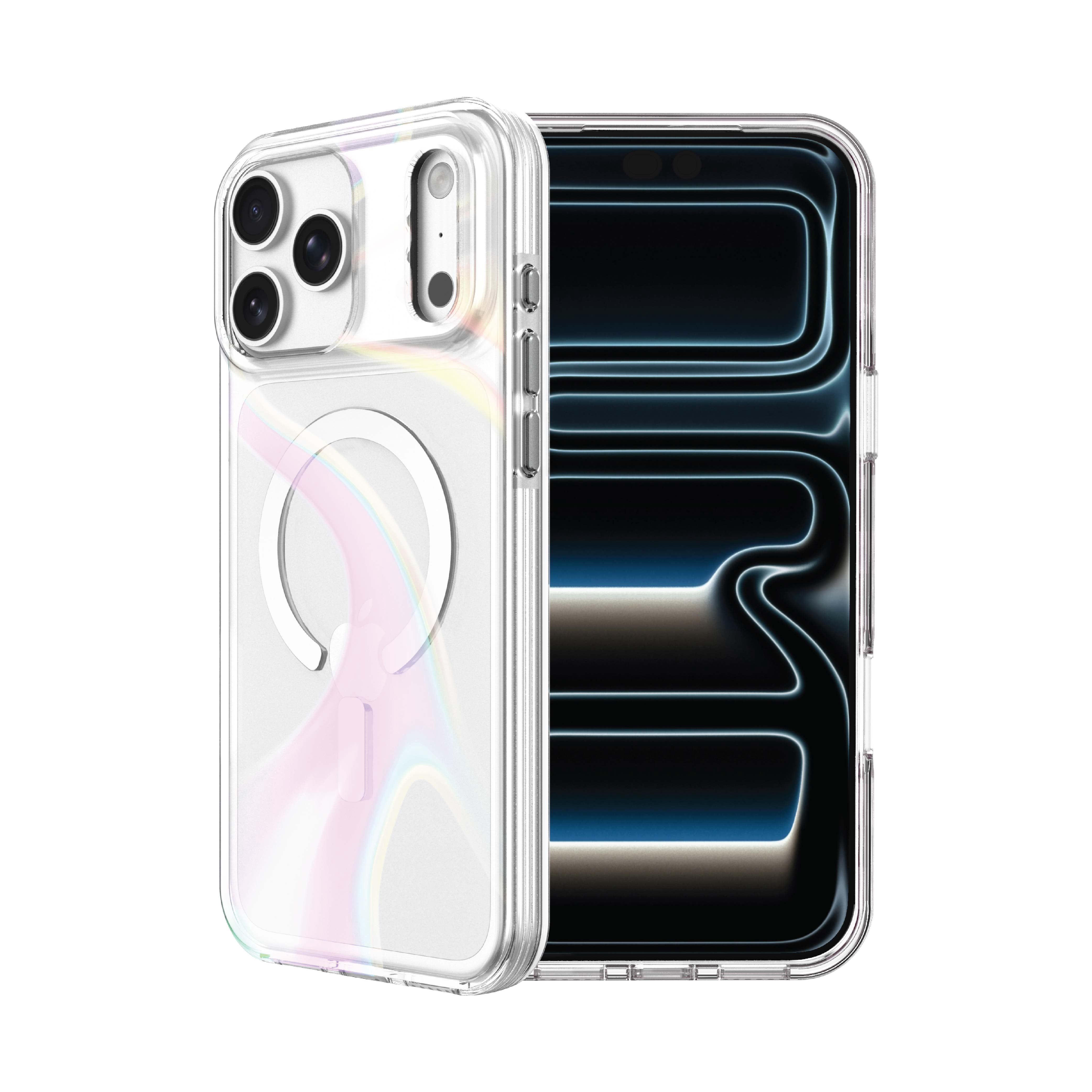 onn Phone Case for iPhone 18 Pro / 17 Pro, MagSafe Compatible - Clear Iridescent