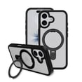 thumbnail image 1 of onn Phone Case for iPhone 17, MagSafe Compatible with Rotating Ring Kickstand - Frosted Clear/Black, 1 of 10