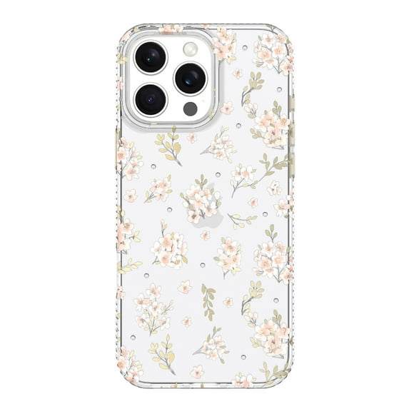 onn. Pink Floral with Gems Phone Case for iPhone 16 Pro Max