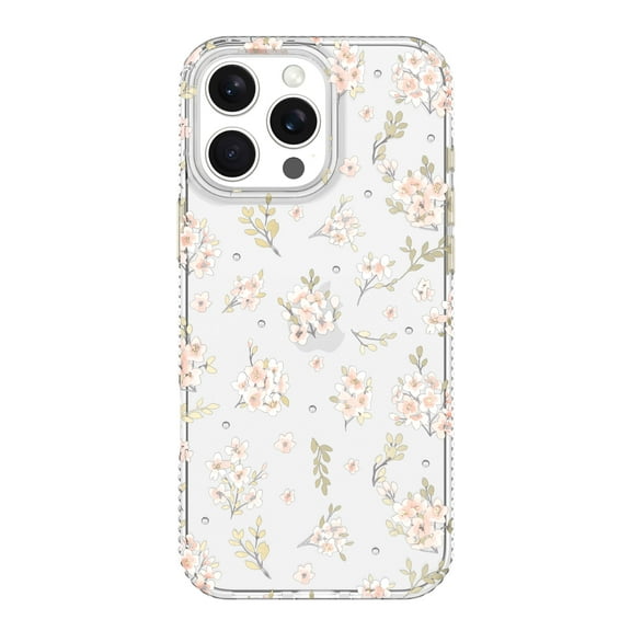 onn Pink Floral with Gems Phone Case for iPhone 16 Pro Max