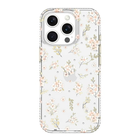 onn Pink Floral with Gems Phone Case for iPhone 16 Pro