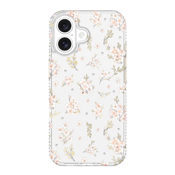 onn Pink Floral with Gems Phone Case for iPhone 16