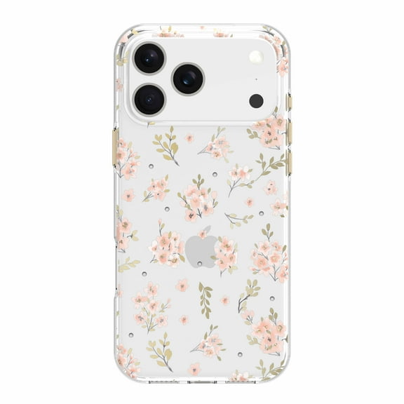 onn Pink Floral with Gems Phone Case for iPhone 17 Pro Max