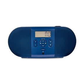 onn. Navy Portable CD Boombox with Digital FM Radio and LCD Display