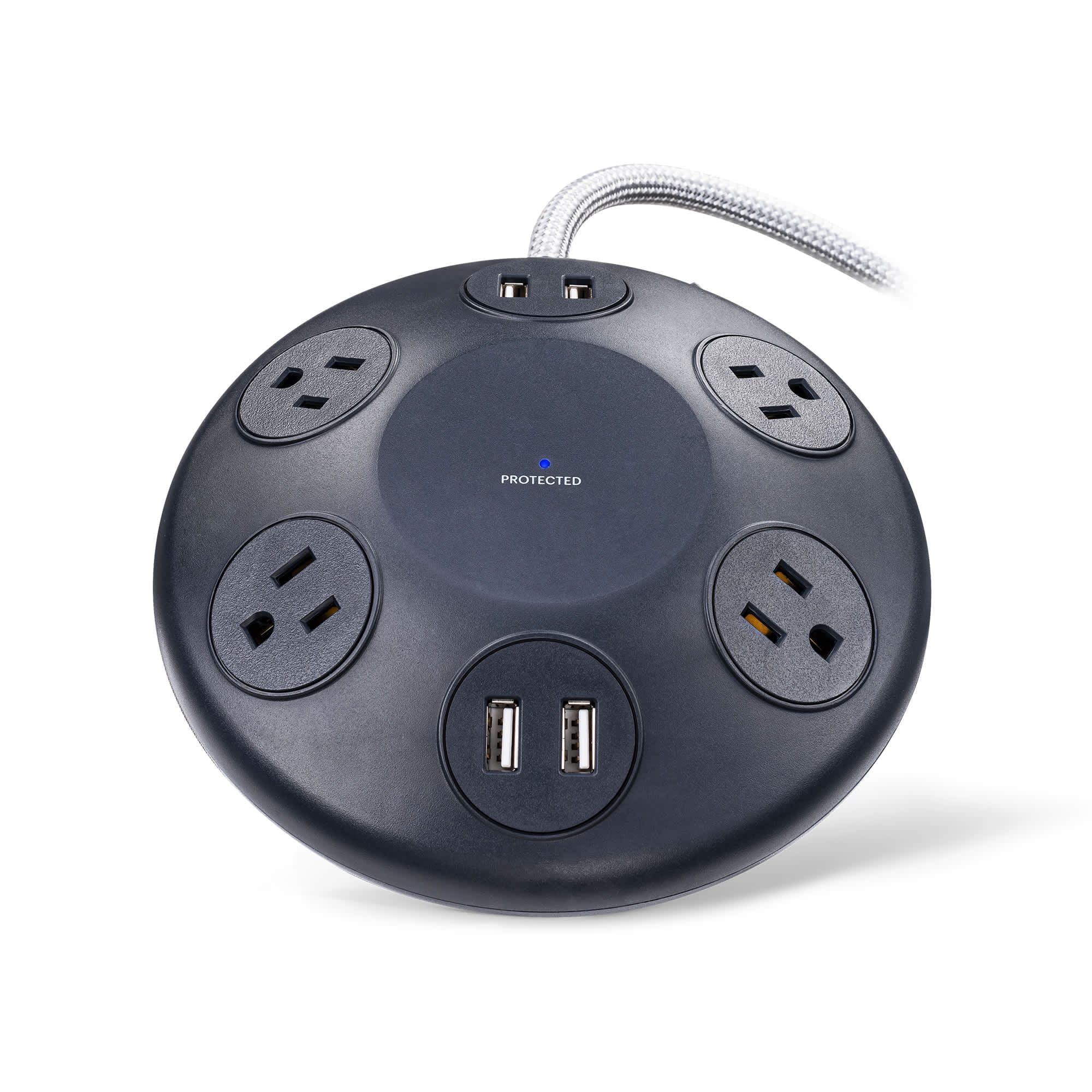 onn. Power Hub with 4 AC Outlets and 4 USB Ports, 8ft Power Cord