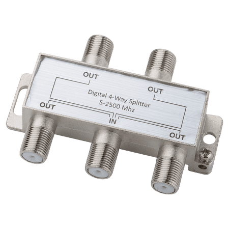 onn. Pro 4-Way Splitter, 3 Outputs, Silver Color