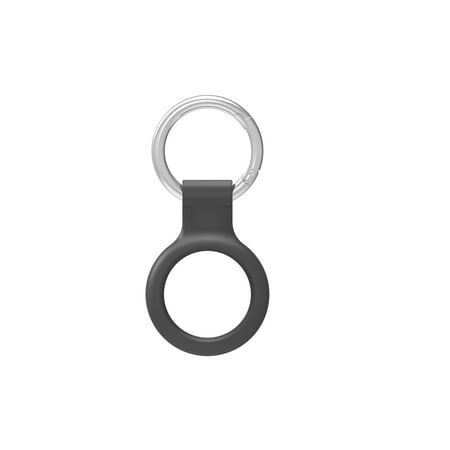 onn. Protective Holder for Apple AirTag with Carabiner-Style Ring, Silicone, Black