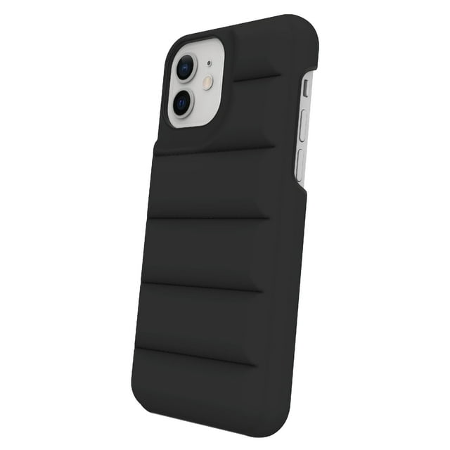 onn. Puffer Soft Quilted Phone Case for iPhone 12 and iPhone 12 Pro Black