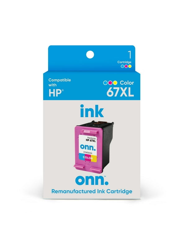 onn. Remanufactured 67XL HP High Yield Ink Cartridge, Tri-Color