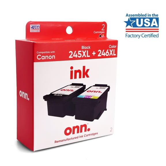 onn. Remanufactured Canon PG-245XL Black & CL-246XL Color Ink Cartridge, 2 Pack